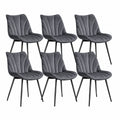 Esszimmerstühle – 6er-Set, gepolstert, mit Rückenlehne, aus Samt, Dunkelgrau, für Esszimmer, Küche und Wohnzimmer