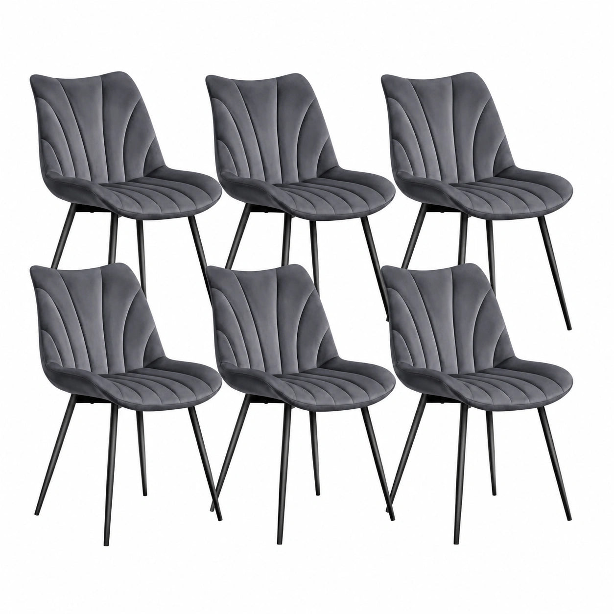 Esszimmerstühle – 6er-Set, gepolstert, mit Rückenlehne, aus Samt, Dunkelgrau, für Esszimmer, Küche und Wohnzimmer