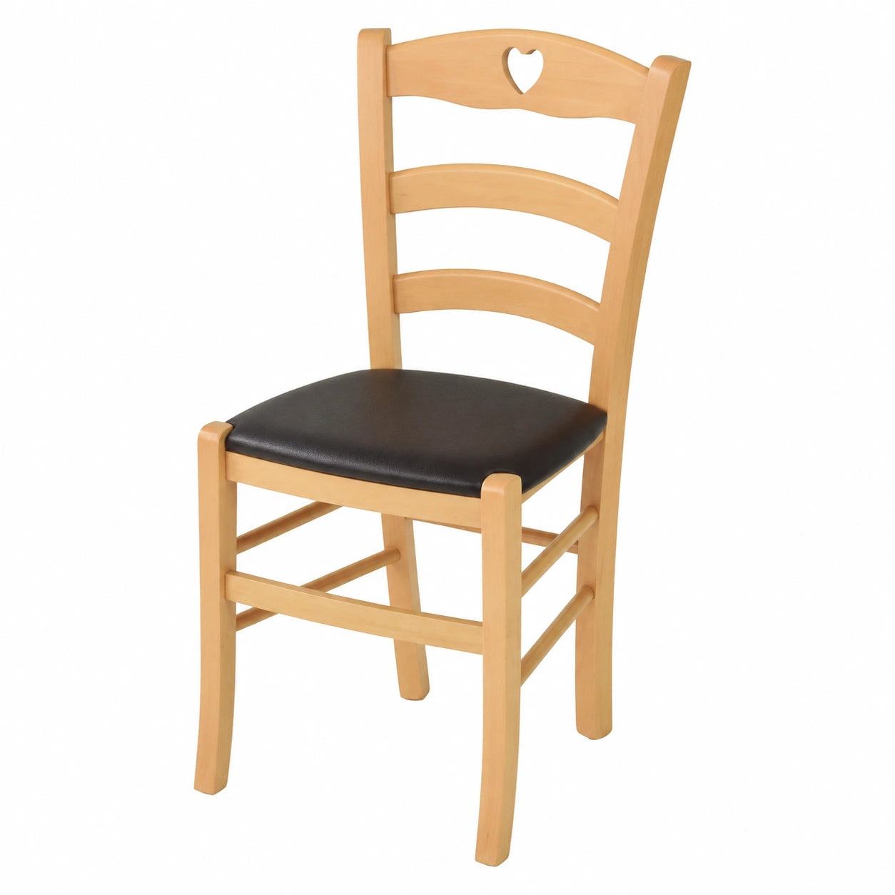 Stühle – 4er-Set, gepolstert, aus Buchenholz und Kunstleder, Naturfarben, für Esszimmer und Küche