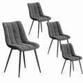 Esszimmerstühle – 4er-Set, gepolstert, mit Rückenlehne, aus Samt, Dunkelgrau, für Esszimmer, Küche und Wohnzimmer