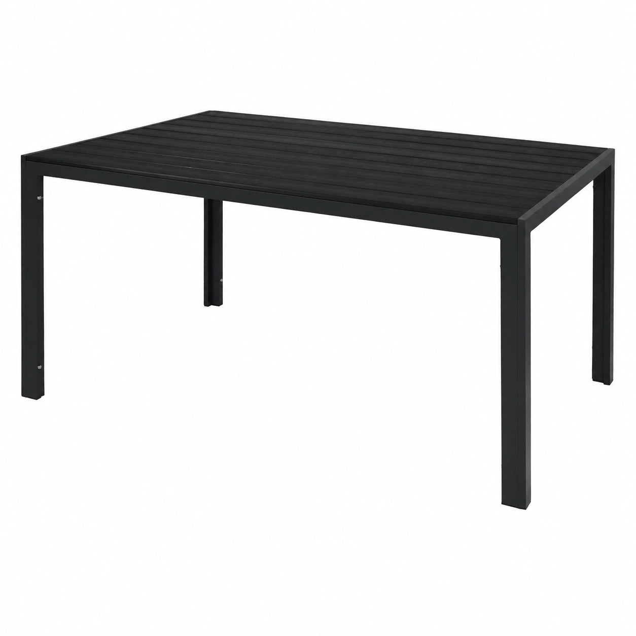 Gartentisch – 180 × 90 cm, aus Aluminium und Holz, Anthrazit und Schwarz