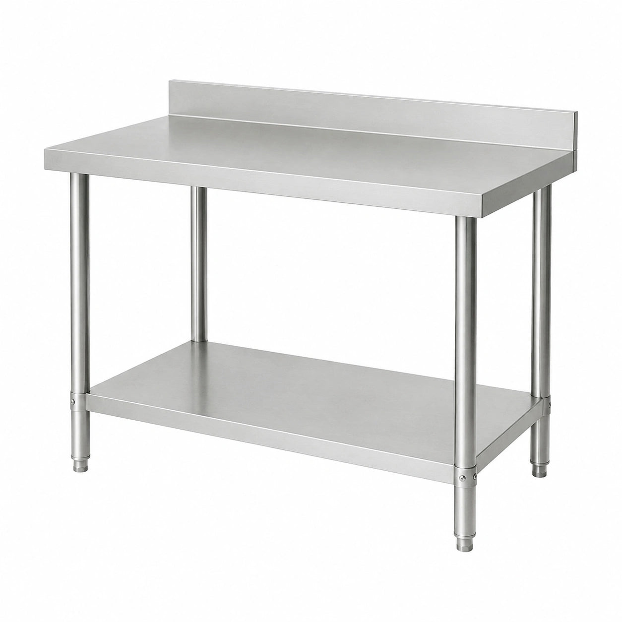 Tisch – 120 × 60 × 85 cm, mit Ablagen, aus Edelstahl