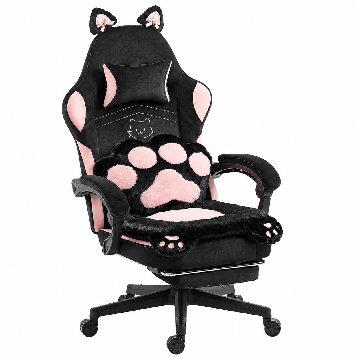 Stuhl – aus Stoff, Schwarz und Rosa