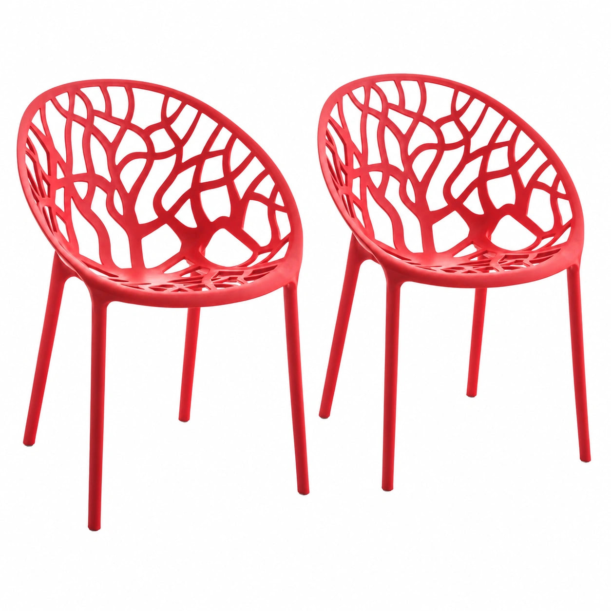 Gartenstühle – 2er-Set, stapelbar, UV-beständig, aus Kunststoff, Rot