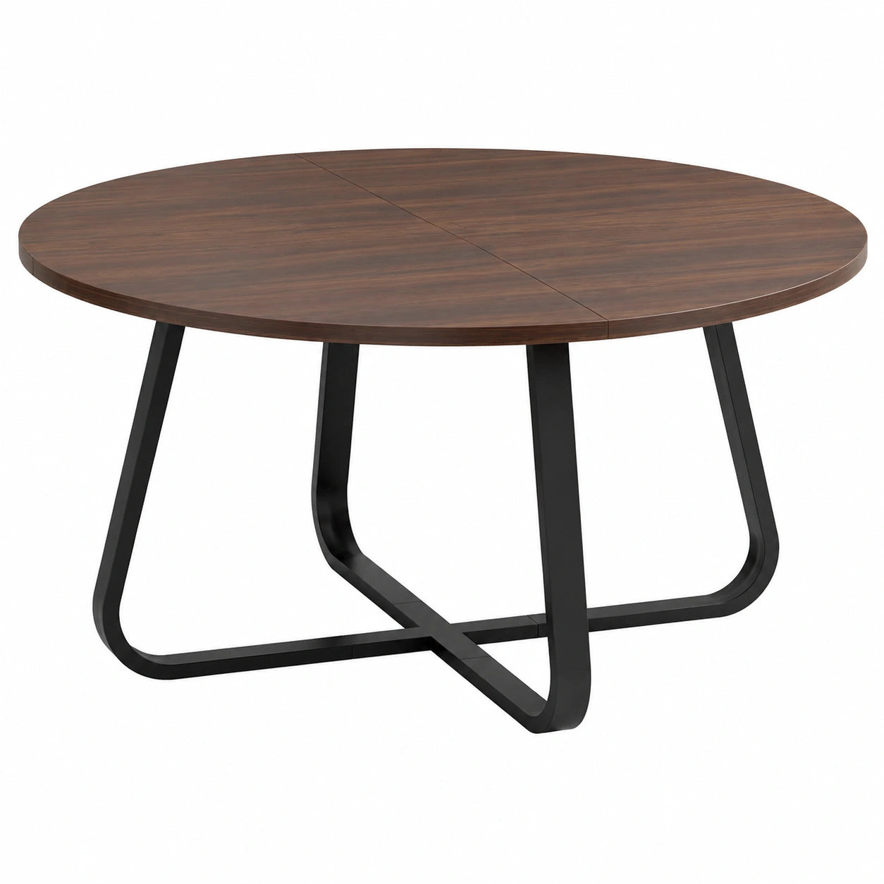 Esstisch – 130 cm, Industriestil, runde Form, aus Holz, Walnuss, für Esszimmer, Küche und Wohnzimmer