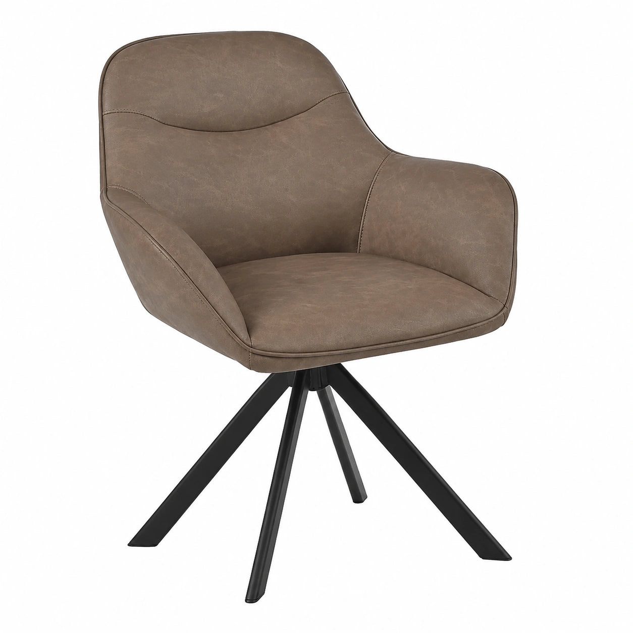 Esszimmerstühle – 6er-Set, drehbar, gepolstert, mit Armlehnen, mit Rückenlehne, aus Kunstleder, Dunkelbraun, für Esszimmer, Küche und Büro