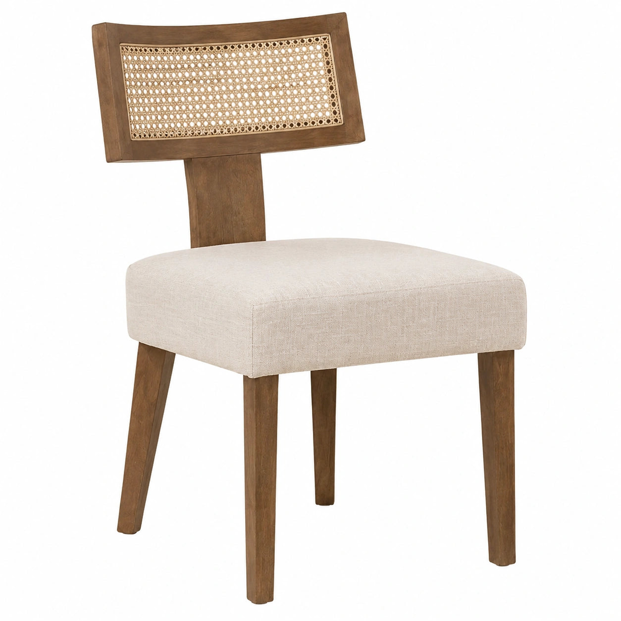 Esszimmerstühle – 2er-Set, gepolstert, mit Rückenlehne, aus Rattan und Leinen, Beige, für Esszimmer, Küche und Wohnzimmer