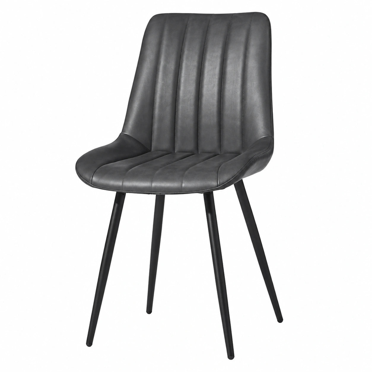 Esszimmerstühle – 4er-Set, gepolstert, mit Rückenlehne, aus Kunstleder, Schwarz