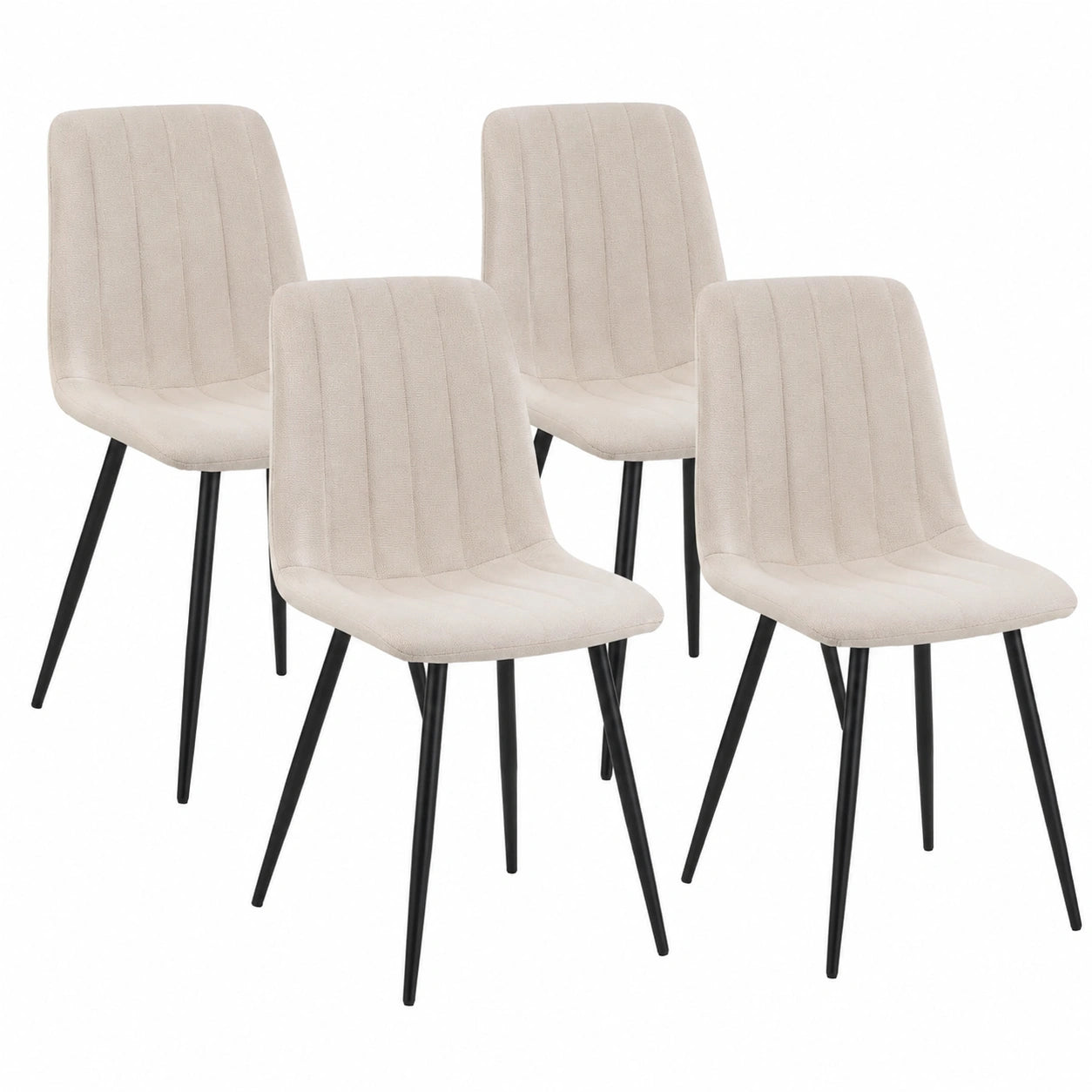 Esszimmerstuhl – 4er-Set, moderner Stil, gepolstert, aus Stoff, Beige, für Esszimmer