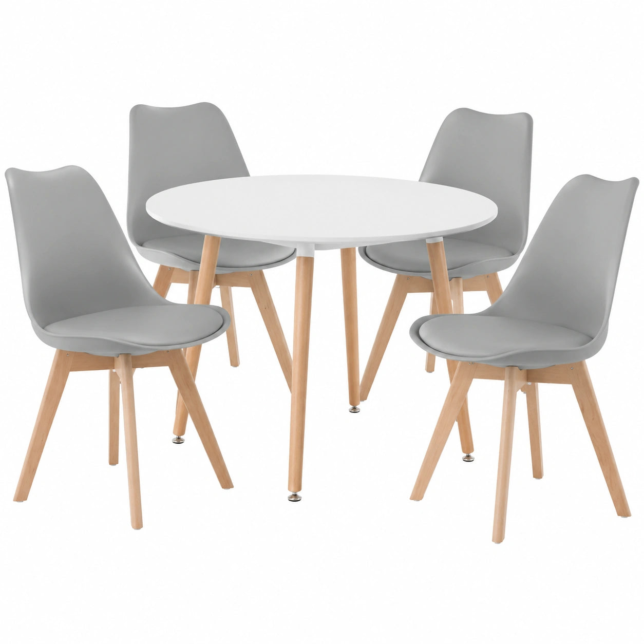 Esstisch – mit 4 Stühlen, 100 cm, skandinavischer Stil, Grau, für Esszimmer und Küche